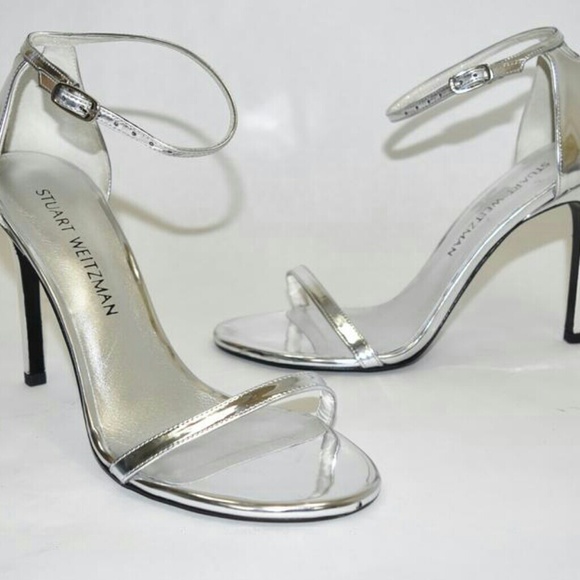 Stuart Weitzman Shoes - Stuart Weitzman Metallic Silver Nudistsong Sandals